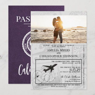 Violet California Passport Wedding Invitation