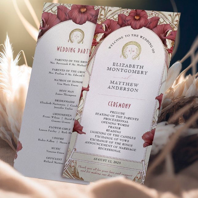 Violet Calla Lilies Wedding Program Art Nouveau Programme (Creator Uploaded)