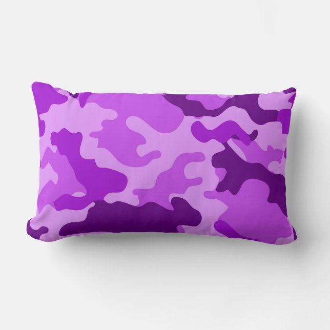 Violet Camo Pattern Lumbar Pillow (Front)