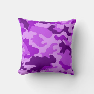 Violet Camo Pattern Throw Pillow