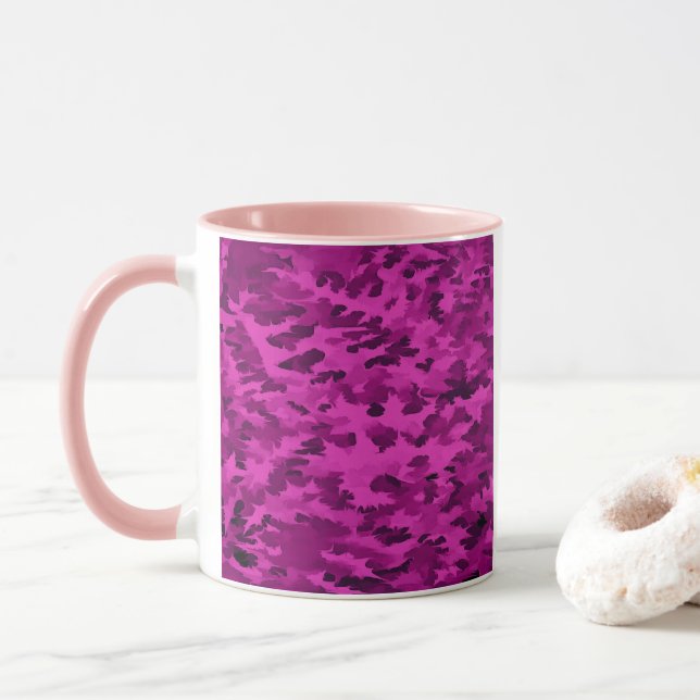 Violet Camouflage Pattern Mug (With Donut)