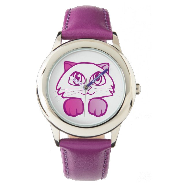 Violet cat no numbers watch (Front)