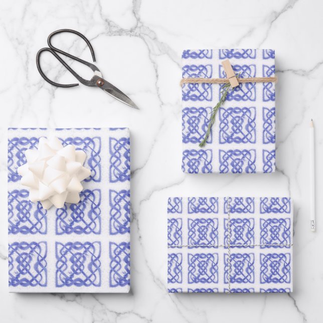 VIOLET CELTIC KNOT Flat Sheet Wrapping Paper (Front)