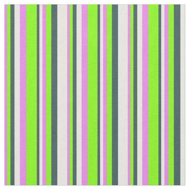 Violet, Chartreuse, Dark Slate Grey & Mint Cream Fabric (Close Up)