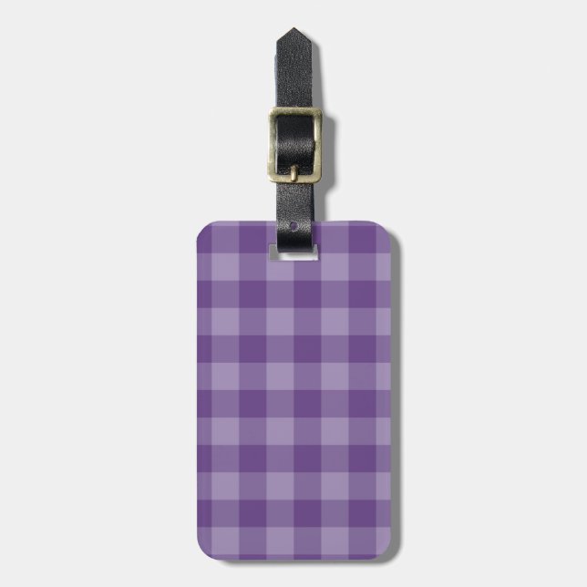 Violet chequered background luggage tag (Front Vertical)