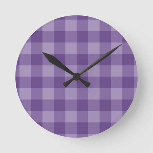 Violet chequered background round clock (Front)
