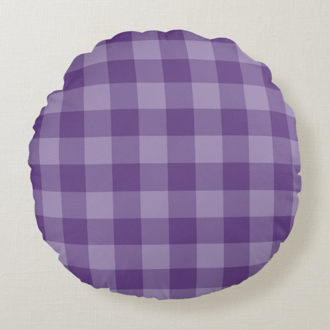Violet chequered background round cushion (Front)