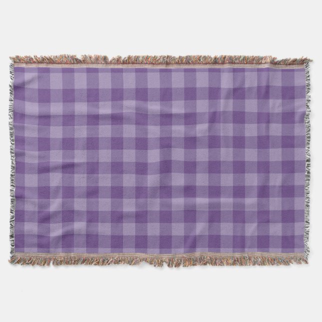 Violet chequered background throw blanket (Front)