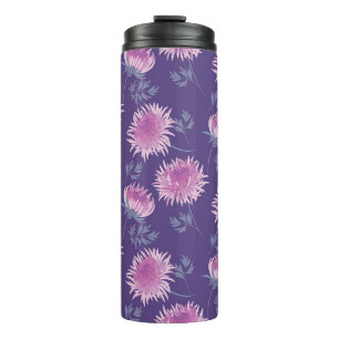 Violet Chrysanthemum Flower Vintage Pattern Thermal Tumbler