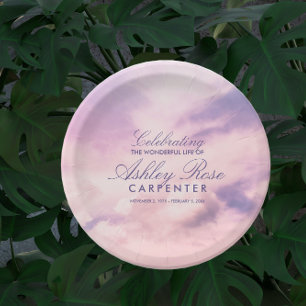 Violet Clouds Celebration of Life Memorial  Paper Plate