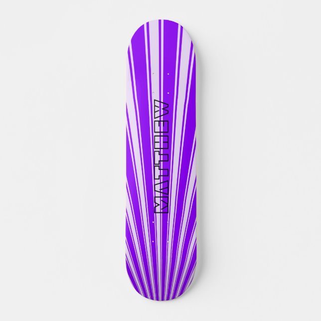 Violet Colour Stripe Funky Pattern Skateboard (Front)