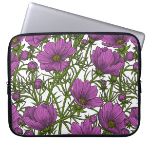 Violet cosmos flowers laptop sleeve