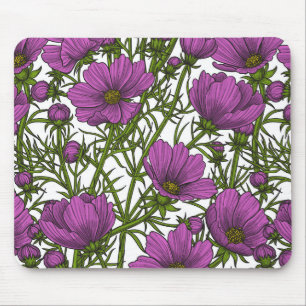 Violet cosmos flowers mouse pad