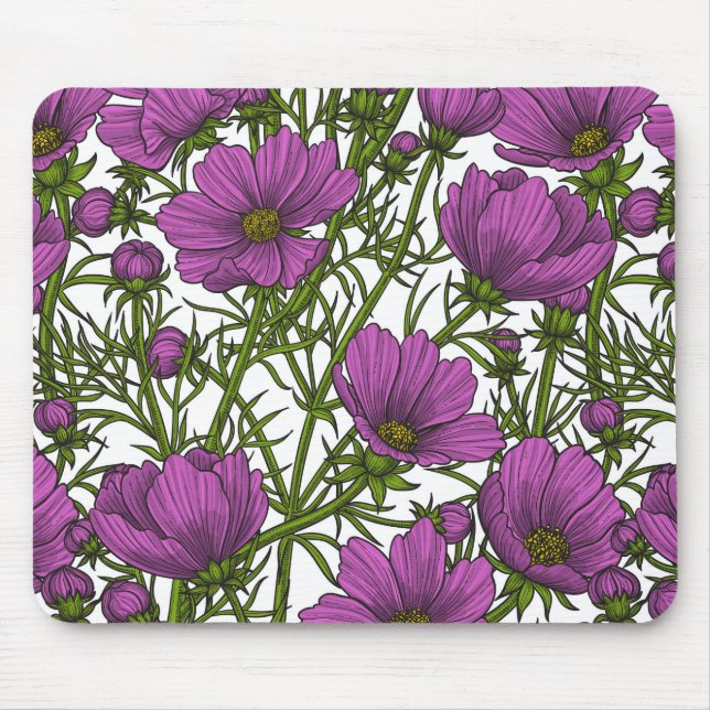Violet cosmos flowers mouse pad (Front)