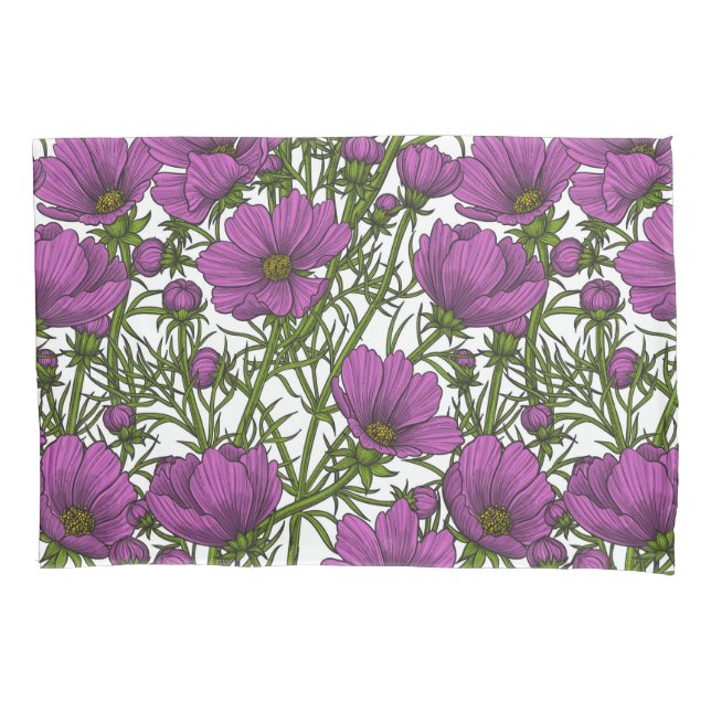 Violet cosmos flowers pillowcase (Front-Left)