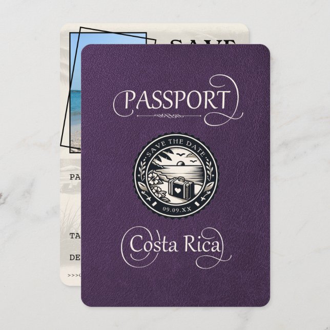 Violet Costa Rica Passport Save The Date (Front/Back)