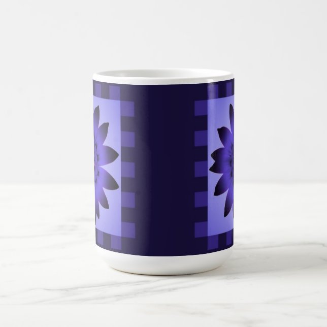 Violet Daisy Flower, Pattern Stripes - Mug (Center)