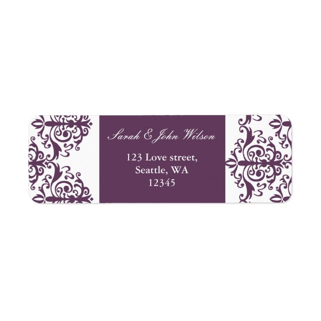 violet damask address lable (Front)