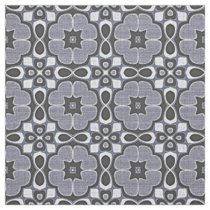 Violet Dark Blue Nouveau Deco Bali Batik Pattern Fabric