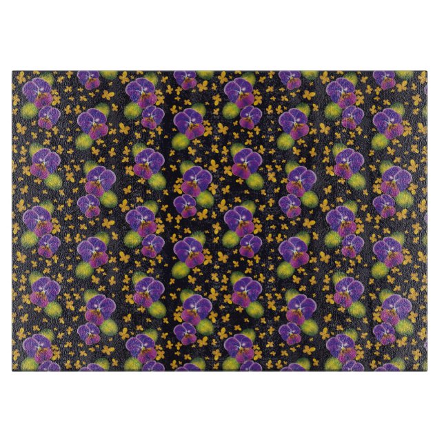 Violet Dark Floral Pattern Home Decor Cutting Board (Front)