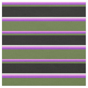 Violet, Dark Orchid, Olive Green, Black & White Fabric