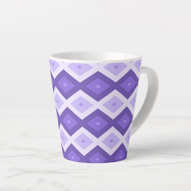 Violet diamond pattern latte mug (Right Angle)