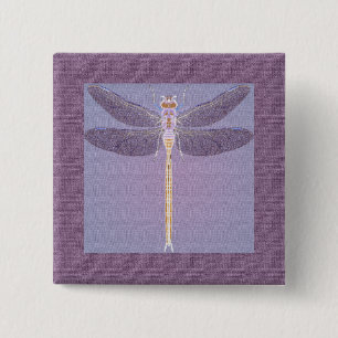 Violet Dragonfly 15 Cm Square Badge