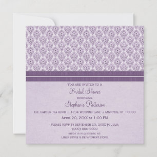 Violet Dramatic Damask Bridal Shower Invite