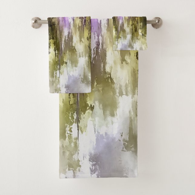 Violet Dreams And Olive Skies Bath Towel Set (Insitu)