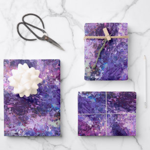 Violet Drops Abstraction Wrapping Paper Sheet