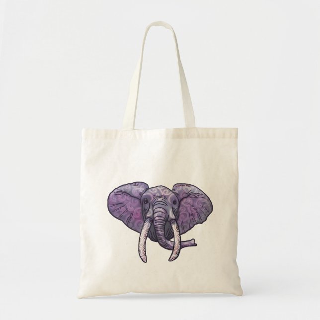 Violet Elephant Face Tote Bag (Front)