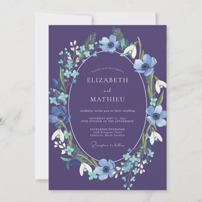 Violet Enchanting Winter Wedding Invitation (Front)