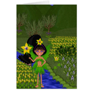 Violet Faery in Field of Flowers Card