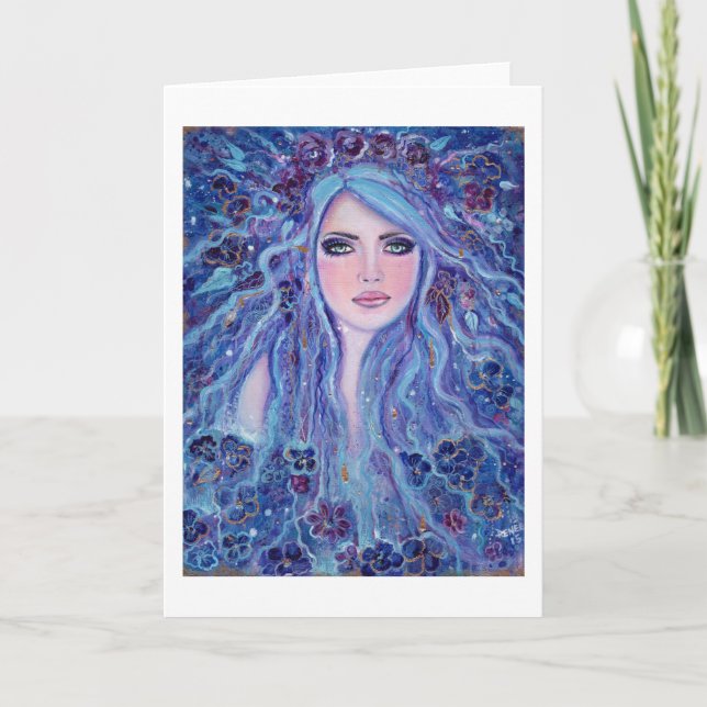 Violet fantasy bohemian greeting card by Renee (Front)