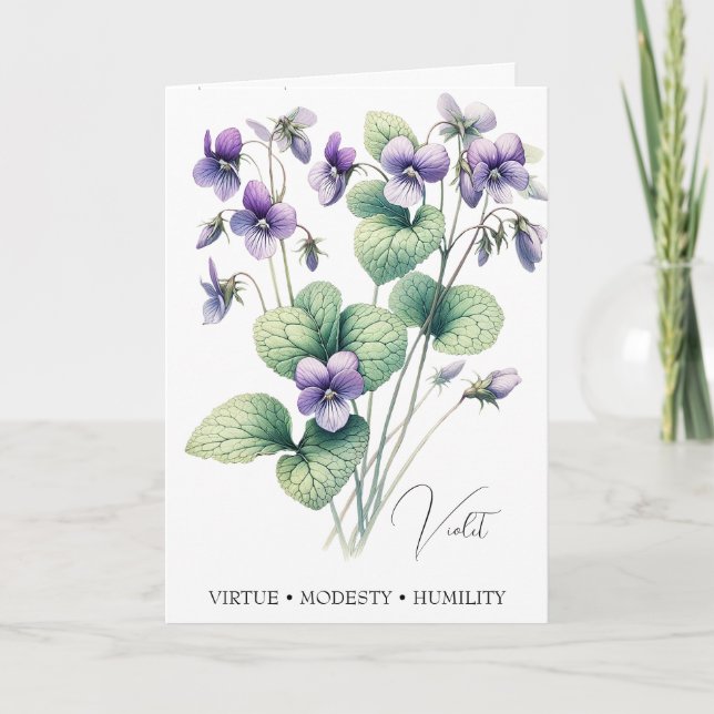 Violet February Birth Flower Birthday Card (Front)