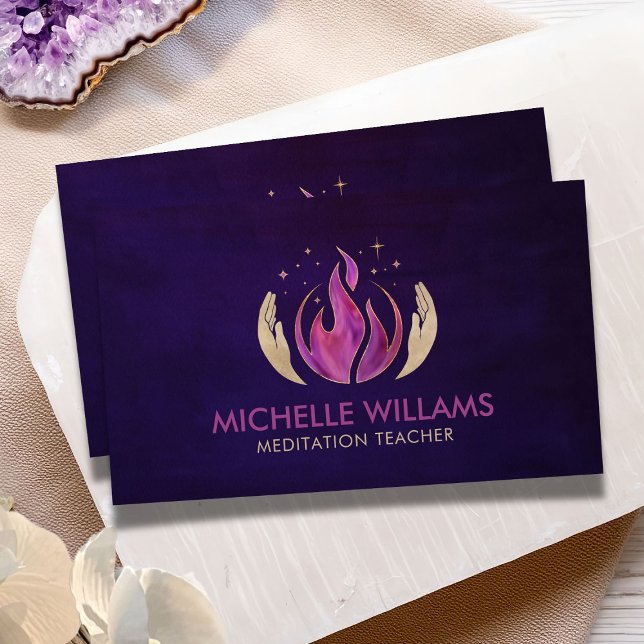 Violet flame - healing hands - watercolor business card (Creator Uploaded)