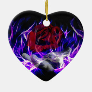 Violet flame rose and Gods hand Ceramic Tree Decoration