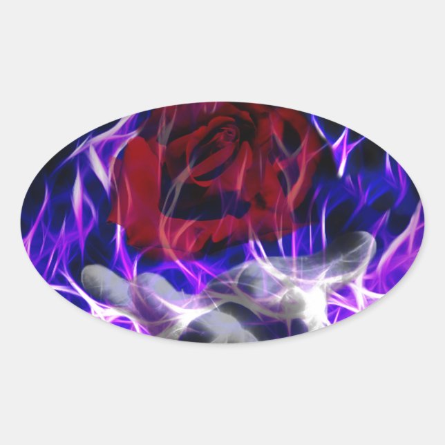 Violet flame rose and Gods hand Oval Sticker (Front)
