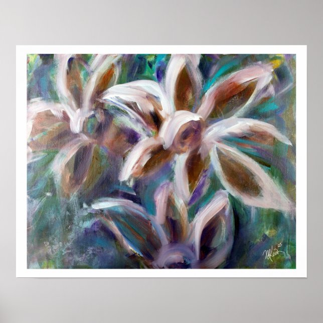 Violet Floral Abstract Art Poster (Front)