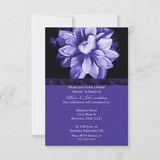 Violet Floral Bloom Bridal Shower Invitation (Front)