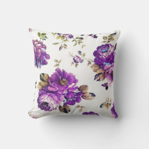 Violet Floral Pattern Cushion
