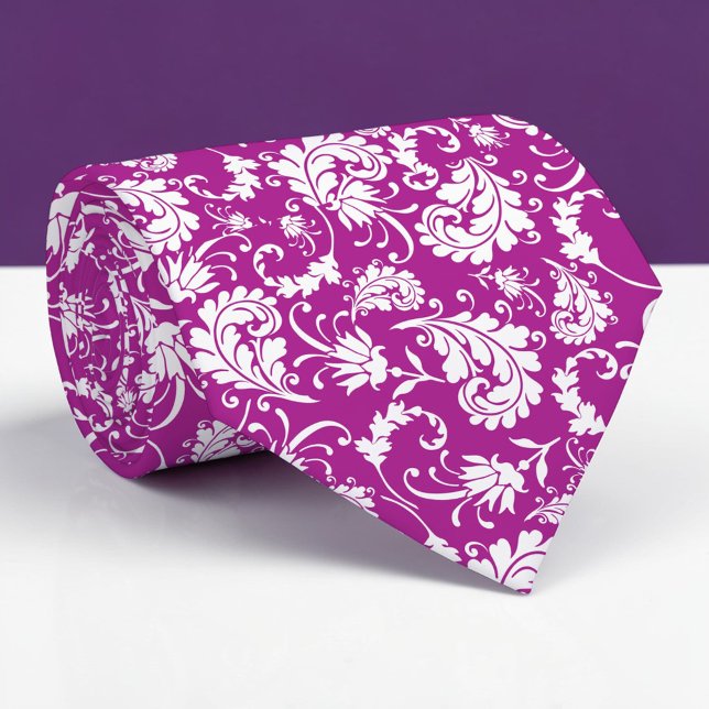 Violet Floral Pattern Custom Necktie (Creator Uploaded)