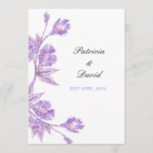Violet Floral Watercolor Wedding Invitation