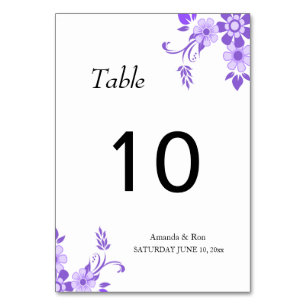 Violet floral Wedding Table Number