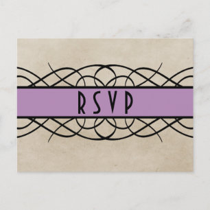 Violet Flourish Border RSVP Postcard