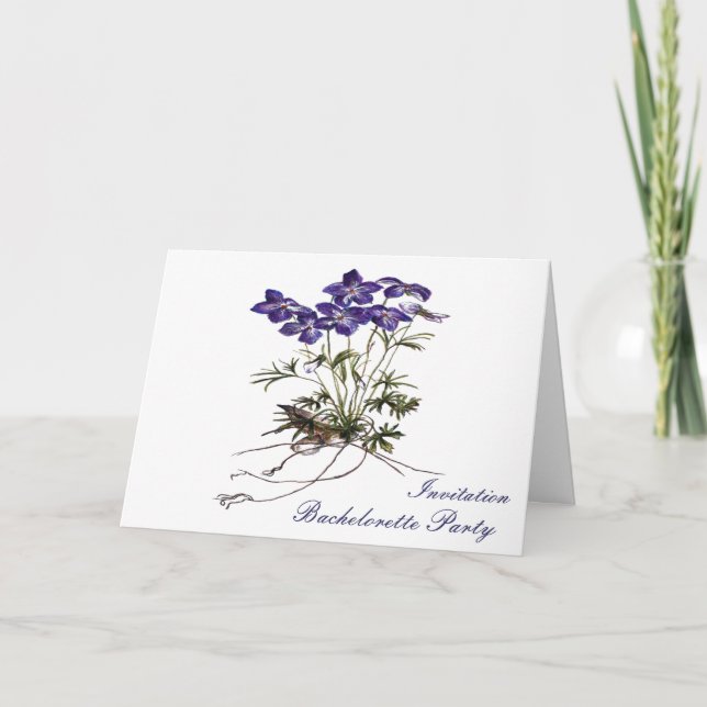 VIOLET Flower botanical Bachelorete  invitation (Front)