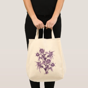 violet flower pattern tote bag