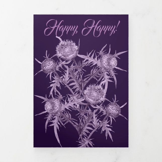 violet flower pattern Tri-Fold holiday card (Cover)