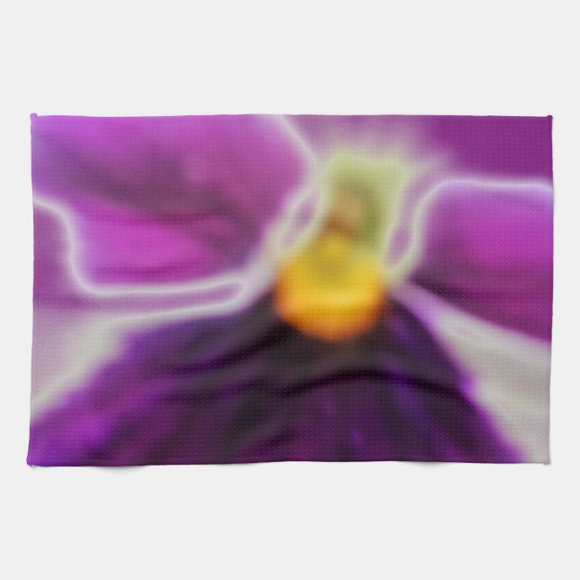 Violet Flower, Purple White Tea Towel (Horizontal)