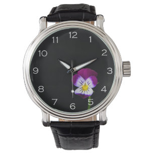 Violet Flower White Numbers Mens cn Watch